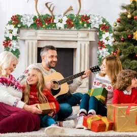 AUOKAI Christmas Garland,9FT Christmas Wreath for Christmas Decorations,Christmas Garlands with Lights,Wreath Garlands Decorations Xmas for Fireplaces Stairs,Holiday, Wedding Party Decoration,Sliver