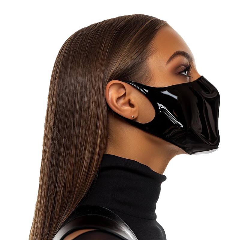 GREEFEI Black Latex Half Face Mask Handmade,Rubber Half Face Mask
