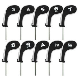 Andux 10pcs/set Golf Iron Club Head Covers with Zipper Black/white MT/AL02