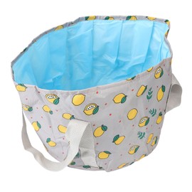 Collapsible Foot Bath, Portable Travel Foot Soaking Tub with Portable Design and Handle, Foldable Pedicure Foot Spa Bowl for Outdoor Picnic (Gray Lemon)