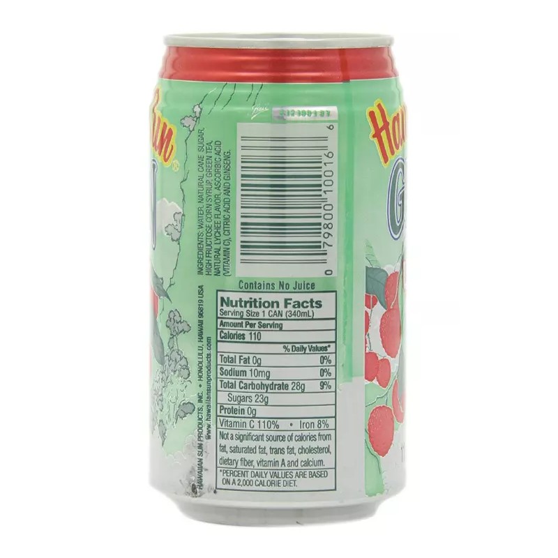 Hawaiian Sun Drink Juice Green Tea Lychee 11.5oz Can 6-Pack