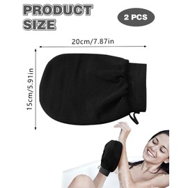 CULEB 2 Stück Peeling-Handtuch,Peelinghandschuh für Bad,Gesichts und Körperpeeling Handschuhe,Badebürste aus Hochwertiger Viskosefaser für Peeling und Revitalisierung Haut Unisex(Schwarz)