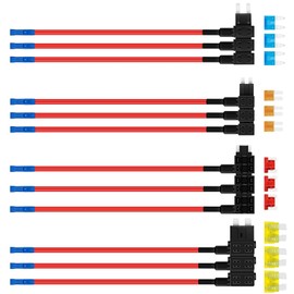 Esteopt Pack of 12 Power Theft Fuse Car, 4 Types ATO/ATC/ATM/APM Power Thieves, Standard/Mini/Micro2/Low Profile Power Thief Car, with Car Fuse for Car, Black, Red, Blue