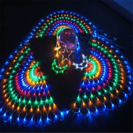 DOCHEER Colorful LED Fairy Mesh Net Lights Curtain Light, 9.84ft × 6.56ft,204 String LEDs, 8 Modes Decorative Lighting for Thanksgiving, Christmas, Holiday, Party, Event, Multicolor