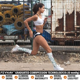 FEYHAY Copper Compression Socks (5 Pairs) 15-20 mmHg Circulation is Best Athletic & Daily for Men & Women, Running, Climbing