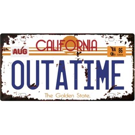 OPO 10 - Delorean Time Machine Car Back To The Future Outatime Metal Number Plate - Aging Effect - 73 -