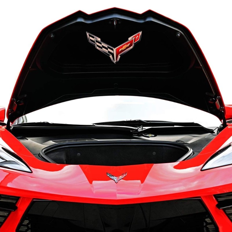 C8 Corvette Trunk Crossed Flag Metal Under Lid Frunk Emblem