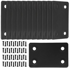 SYOWADA 12Pcs Flat Metal Straight Brace Bracket, Black Flat Mending Plate Fixing Corner Brace, 2.4x1.5 Inches Straight Steel Brace Fixing Joining Plate for Furniture