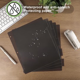 habgp HABGP 3 Ring Binder Dividers with 5-Tabs, 2 Pack 5 Binder Dividers, Letter Size Write & Erase Plastic Index Binder Black, 1/5 Cut, Sheet Protectors, 3 Hole Punch, Total 10 Dividers