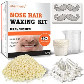 Charmonic Kit de depilación nasal de 4.23 oz con 30 aplicadores, eliminación rápida e indolora para hombres y mujeres, suficiente para 15-20 usos