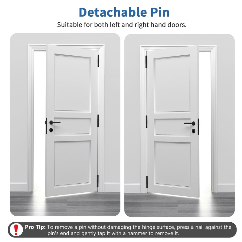 3 Pack Matte Black Door Hinges 4 Inch, Exterior Door