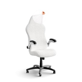 PAULATO BY GA.I.CO. Office & Gaming Chair Slipcover - Stretch Computer Desk Chair Cover with Zipper - Fabric Slipcovers - 1-Piece Form Fit Cover - Microfibra Collection - Crisp White (Office Chairs)