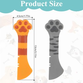 Tweruna 2 Pack Silicone Cat Food Spoon, Cute Paw Cat Wet Food Spoon, Pet Cats Foods Spatula Mixing Spoons for Wet Canned Foods (Orange, Grey)