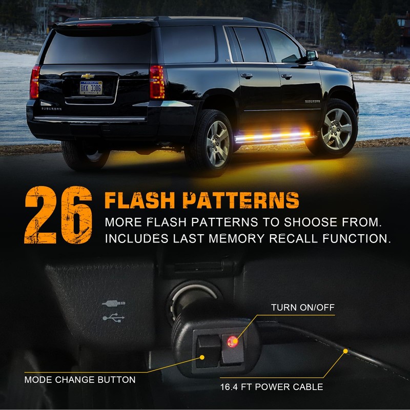 XRIDONSEN 2PCS 70 inch Truck Strobe Lights Strip 864 LED