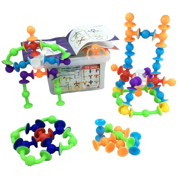 Creative and Educational Building Toys | 59 Pieces: Suction Cups