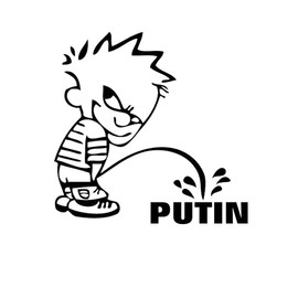 Piss On Putin Funny Calvin NOK Decal Vinyl Sticker |Cars Trucks Vans Walls Laptop| Black |5.5 x 5.4 in|NOK1739