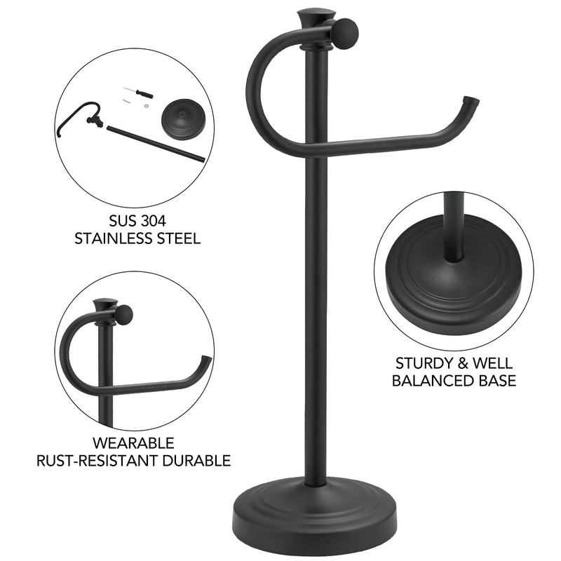 BESy 17 Inch Matte Black Stand Towel Bar Hanger Hand