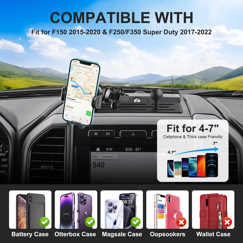 Surfcabin Dash Mount Phone Holder Compatible with 2015-2020 F150 2017-2022