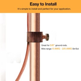 Copper Ground Rod Clamps Grounding Clamp Direct Burial 5/8 inch (50, Copper Plated Steel Clamp 5/8'')