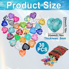 Pack of 30 Healing Stones, Heart Stones, Gemstone, Lucky Stone, Healing Crystal Gemstones for Lovers, Minerals Healing Stones, for Meditation, Chakra, Energy Balance (30)
