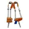 Barsony Horizontal Saddle Tan Leather Shoulder Holster w/Dbl Mag Pouch