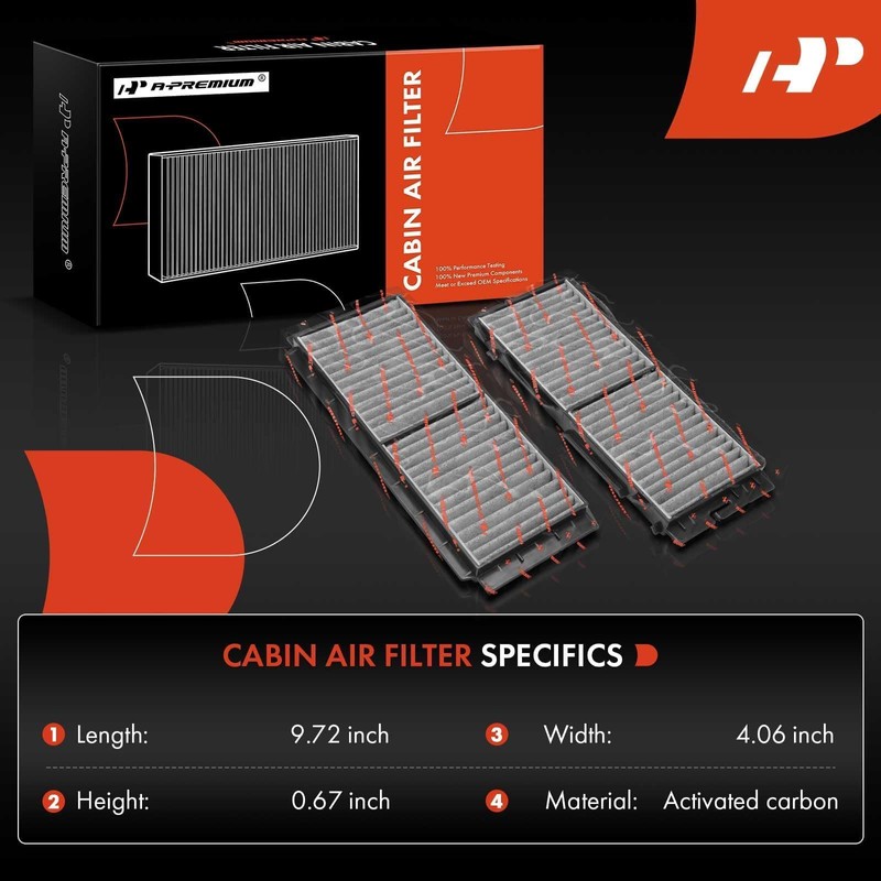 A-Premium - Filtro de aire de cabina de 4 piezas