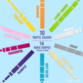 Play Platoon 1100 Piece Building Bricks Play Set, 10 Pastel Colors Bricks, Includes Wheels, Tires, Axles, Windows & Door Pieces