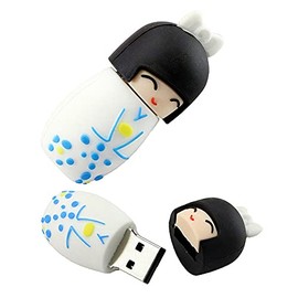 16GB Kimono japonés Forma de la Muchacha Unidades Flash USB Pen Drive Memoria Flash Stick PenDrives USB Flash Disk Unidad de Disco USB U Disco USB Drive USB (Blanco)
