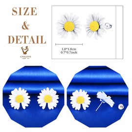 CPSLOVE Women's Flower 925 Sterling Silver Drop Earrings Elegant White Daisy Earrings Studs for Girls Fashion Earrings Wedding Jewellery