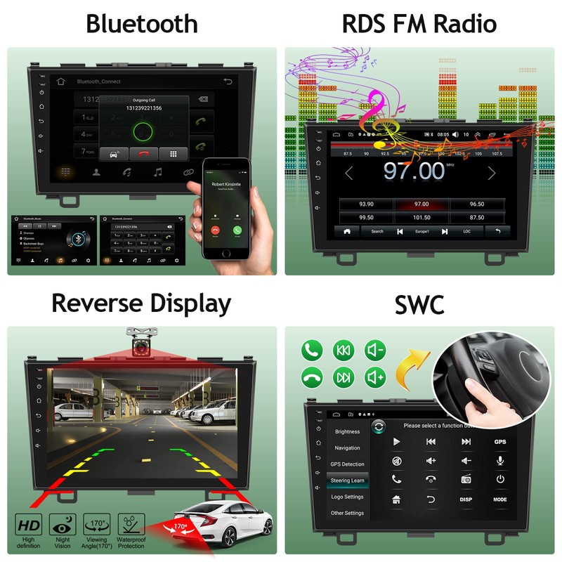 Podofo 2+64G Car Stereo for Honda CRV 2007-2011 with Bluetooth,9