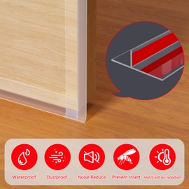 Silicone Seal Strip, E-PRONSE New T Shape Double-Sided Strong Adhesive Clear Weather Stripping Door Seal Strip for Door & Windows 9.8FT (Width:35mm)