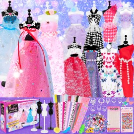 1000+ PCS Fashion Designer Kits for Girls, Sewing Kit for Kids with 4 Mannequins, DIY Doll Clothes Dress Making Kit, Arts and Crafts Sewing Kit Birthday Gifts for Teen Girls Age 6 7 8 9 10 11 12+