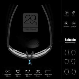 Queshark Cycling Sunglasses Cycling Glasses for Men Women 1 Polarised 2 HD Lens Anti UVA UVB for MTB Road Bike Running Fishing Hiking