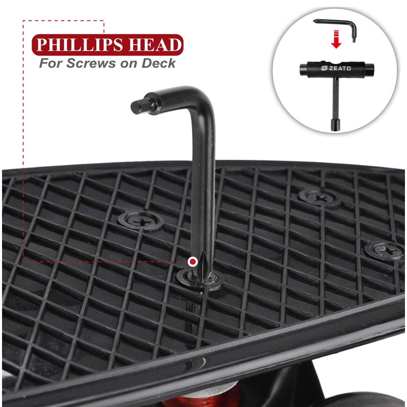 Zeato [Upgrade Version] All-In-One Skate Tools Multi-function Portable Skateboard T