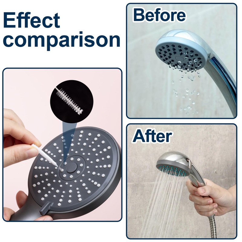 BEIQIYA 15pcs Shower Head Cleaner Picks, Micro Gap Anti-Clog Bathroom