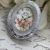 Fancy Fox Boutique Silver Clock Pink Roses Victorian Mauve Locket