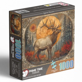 Prime Time Puzzles 1000 Piece Jigsaw Puzzle for Adults - Bull Elk Fall Forest - Challenging Puzzle Perfect for Game Nights - 1000 Piece Puzzle for Adults. 20x27 inches