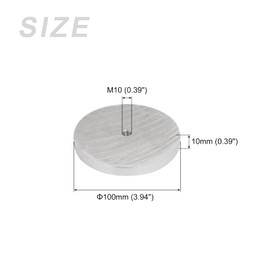METALLIXITY Solid Aluminum Disc (M10x100mmx10mm) 1Pcs, Glass Table Top Adapter Aluminum Circle Disc - for Tea Bar, and Other Glass Furniture Accessories