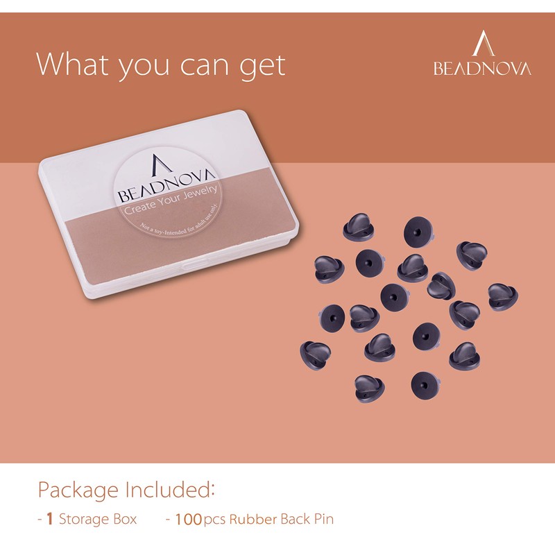 BEADNOVA Rubber Pin Back Butterfly Clutch Backings Pin Cap Replacement