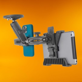 iBOLT TabDock Plus Moto-Vise Dual Tablet and Phone Magnetic Mount- for 7-10 inch Tablets and All Phones- Featuring 1 inch/ 25mm/ B Size Ball Joints