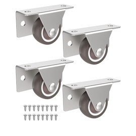 Anobeyi 1.25-Inch Mini Fixed Casters Set of 4, Low Profile Wheels with Steel Flat Plate, Silent Side Mounted Caster Wheels for Storage Box, Cabinet, Underbed Drawer, Small Furniture (1.25inch, 4)