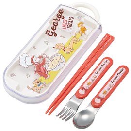 Skater TACC2AG-A Trio Set, Chopsticks, Spoon, Fork, Curious George, 23, For Kids, Boys, Antibacterial, Made in Japan