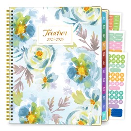 Teacher Planner 2025-2026, August 2025 to July 2026 Academic Year, 8.5" x 11" Lesson Planner Book for Teachers with Colorful Tabs, Spiral Teacher Calendar for Classroom or Homeschool, Hardcover, Blue