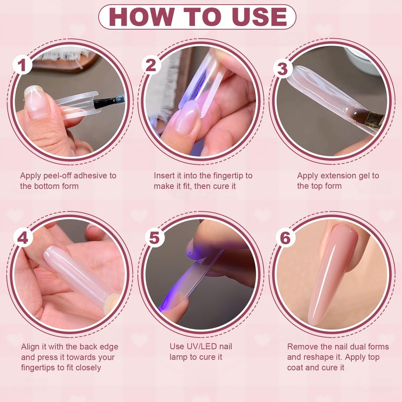Plman 240 PCS Sandwich Nail Dual Forms, Nail Extension Kit