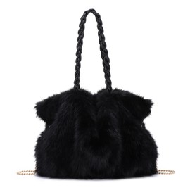 EVEOUT Faux Fur Tote Bag for Women Winter Large Plush Furry Shoulder Bag Stylish Soft Fluffy Crossbody Purse