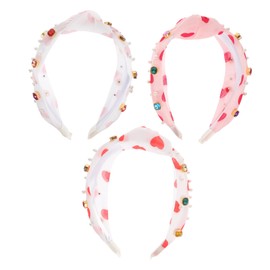 minkissy 3pcs Women's Fashion Headband Winter Heart Valentine Knotted Wide Hair Band