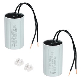 PATIKIL 2 Set CBB60 25uF Running Capacitors, AC 450V 2 Wires 50/60Hz Cylinder 70x41mm for Water Pumps, Washing Machines Motor Start