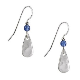 Silver Forest Silver-tone Drop Earrings with Blue Bead E-8981