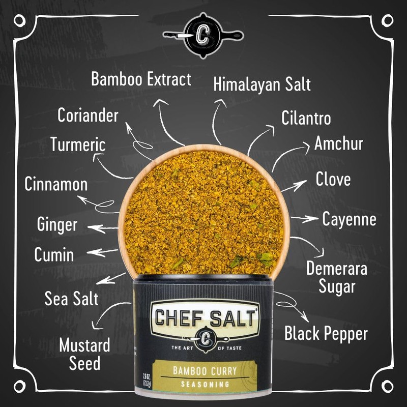 CHEF SALT Bamboo Curry Seasoned Salt, 2.6 oz Salt Shaker