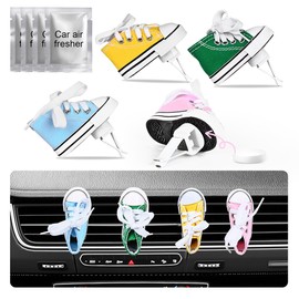 4 pack Car Air Fresheners Cute Shoes Car Air Vent Clip Freshener with 4PCS Reusable Scents Tablets Refills Car Accessories for Women/Men Car Interior Decoration Best Gift for Friend
